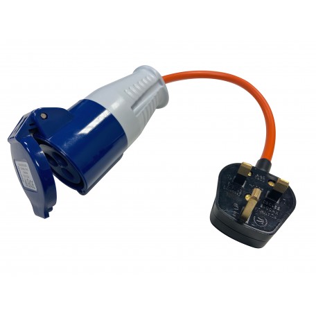 UK Mains Adaptor 13 Amp Plug to Caravan Mains Socket